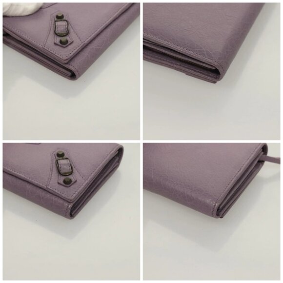 BALENCIAGA Classic Continental Zip Wallet Leather Purple - Picture 15 of 15